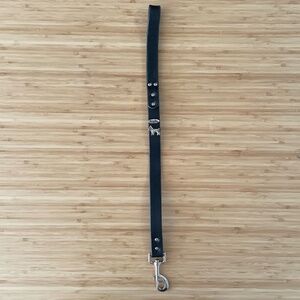 Black Leather Short Dog Leash ⭐️Made in USA ⭐️DogLa